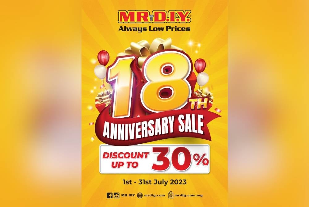 Diskaun harga sehingga 30 peratus bagi lebih daripada 60 produk dari pelbagai jenama di cawangan-cawangan dan dalam talian sempena ulang tahun ke-18