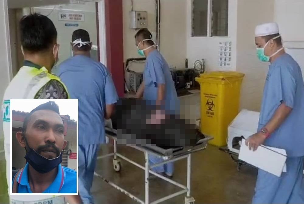 Jenazah Muhammad Fikri dibawa ke Jabatan Perubatan Forensik Hospital Sultanah Nur Zahirah (HSNZ) di sini pada Jumaat untuk bedah siasat. (Gambar kecil: Shahrizal)