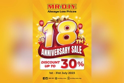 Diskaun harga sehingga 30 peratus bagi lebih daripada 60 produk dari pelbagai jenama di cawangan-cawangan dan dalam talian sempena ulang tahun ke-18