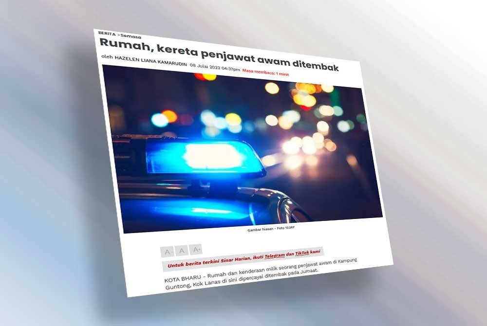 Laporan Sinar Harian pada Sabtu.