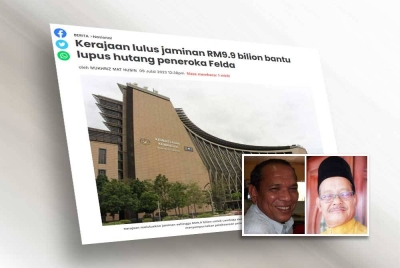 Laporan Sinar Harian mengenai lupus hutang peneroka. (Gambar kecil: Zainal Abidin Ahmad, Othman Parman)