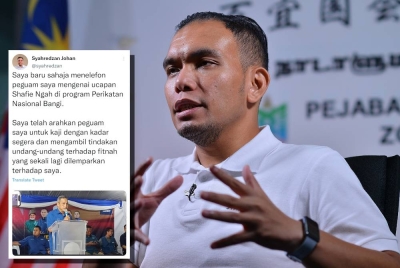 Ciapan Syahredzan di Twitter pada Ahad.