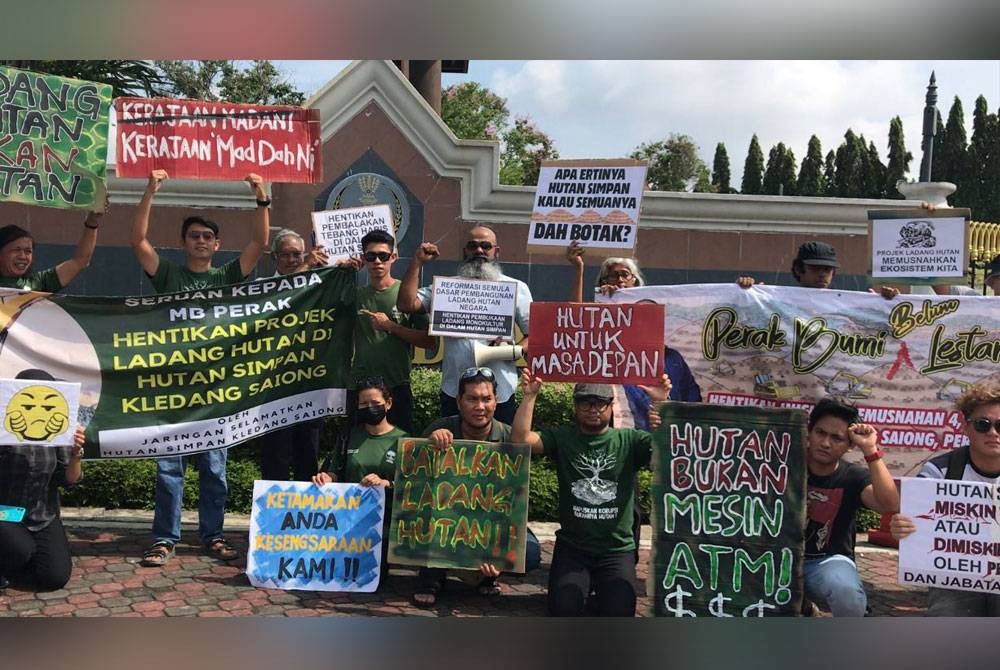 Jaringan Menyelamatkan Hutan Simpan Kledang Saiong terdiri daripada pertubuhan bukan kerajaan (NGO) menggesa kerajaan hentikan projek ladang hutan di Kuala Kangsar.
