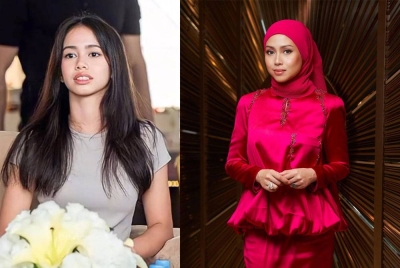 Puteri Ameerah (kiri), Azrinaz (kanan) turut memuji kecantikan anaknya, Puteri Ameerah.