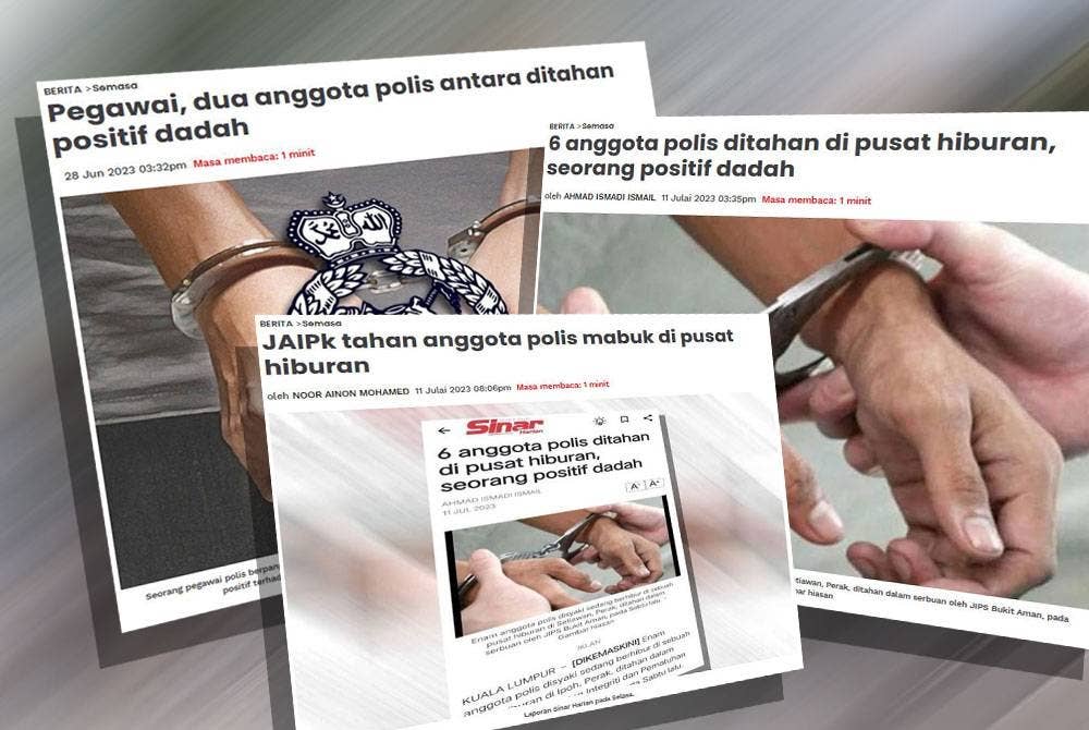 Beberapa laporan Sinar Harian berhubung tangkapan membabitkan anggota PDRM.