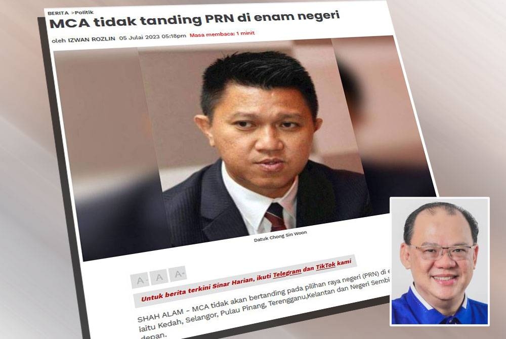 Laporan Sinar Harian pada 5 Julai lalu. Gambar kecil: Koi Voon