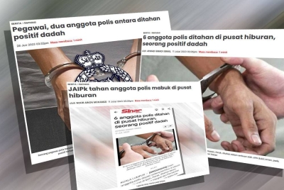 Beberapa laporan Sinar Harian berhubung tangkapan membabitkan anggota PDRM.