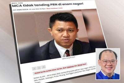 Laporan Sinar Harian pada 5 Julai lalu. Gambar kecil: Koi Voon