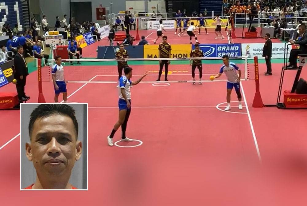 Skuad sepak takraw negara mara ke perlawanan akhir selepas menundukkan Myanmar 2-0 pada aksi separuh akhir di Bangkok pada Sabtu. Gambar kecil: Ahmad Jais