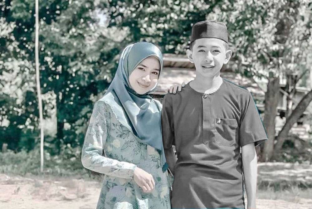 Allahyarham Fareez Fazwan (kanan) bersama Fairuz Fatma (kiri).