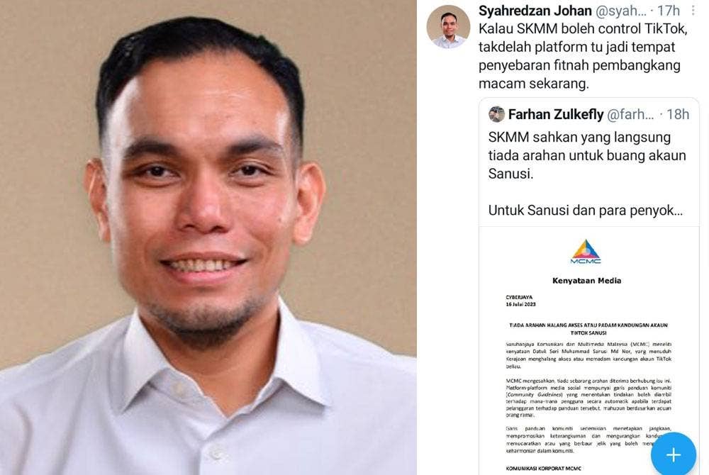 Tangkap layar Twitter Syahredzan Johan