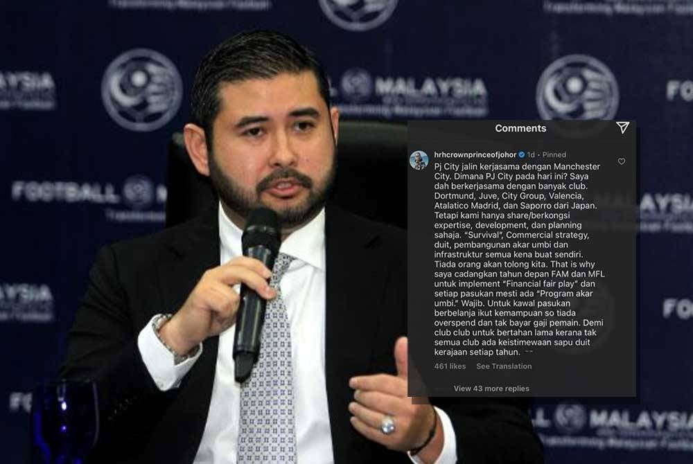 Tangkap layar komen TMJ terhadap hantaran kerjasama antara KL City FC dan Cadiz CF.