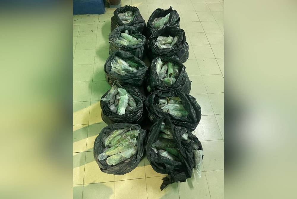 Plastik disyaki mengandungi daun ketum yang dirampas dalam serbuan di sebuah madrasah tahfiz.