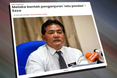 Sinar Harian pada Ahad lalu melaporkan Melaka menegaskan tidak akan membenarkan sebarang penganjuran acara peragaan ‘ratu pondan’ yang didakwa bakal diadakan di sebuah hotel terkemuka di negeri ini.