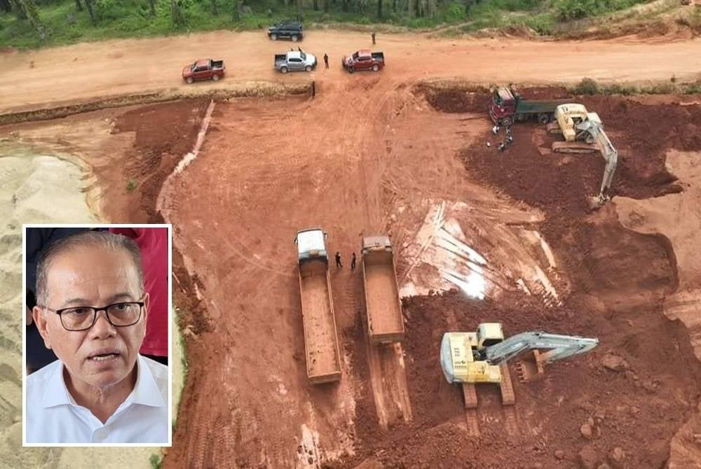 UPNP berjaya menumpaskan satu aktiviti perlombongan bahan mineral dipercayai bauksit tanpa lesen atau pajakan yang sah di satu lokasi pada petang Khamis. (Gambar kecil: Wan Rosdy)