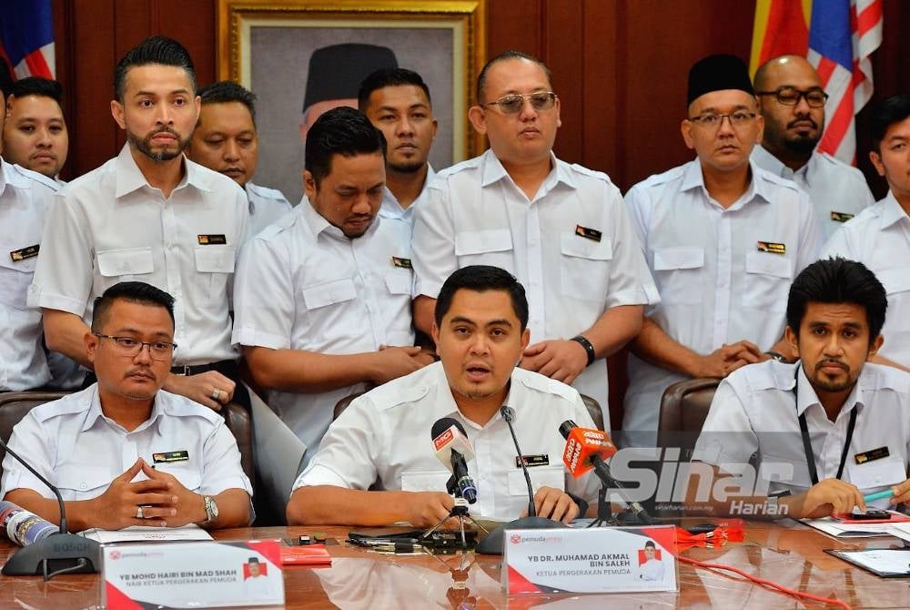 Muhamad Akmal pada sidang media selepas Mesyuarat Exco Pemuda UMNO di Menara Dato' Onn pada Khamis. - Foto Sinar Harian ASRIL ASWANDI SHUKOR