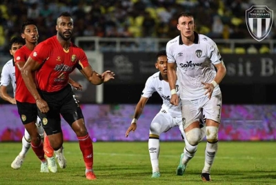 Terengganu gagal pertahankan kelebihan jaringan walaupun Mamut meletakkan Terengganu di hadapan pada minit ke-66. - Foto FB Terengganu FC