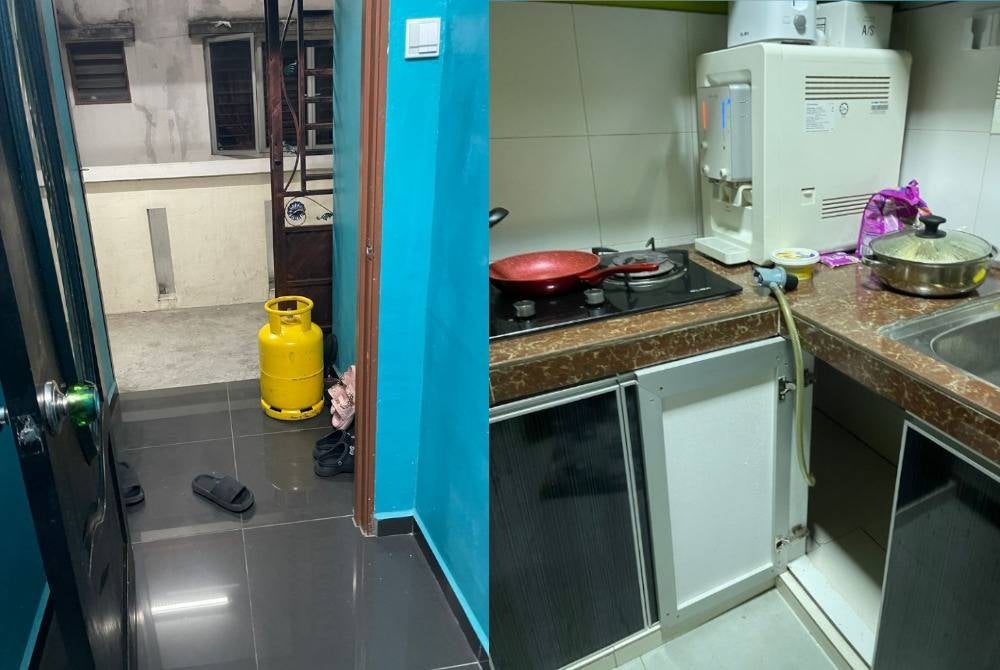 Sepasang suami isteri cedera akibat letupan gas memasak dalam kejadian di Flat Desa Melayu, Bakar Batu, pada malam Ahad. - Foto BBP Larkin