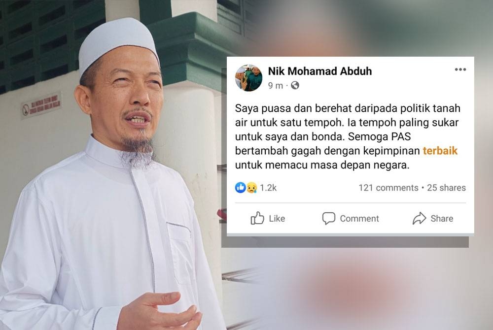 Nik Mohamad Abduh Nik Abdul Aziz (kiri), perkongsian Nik Abduh di Facebook.