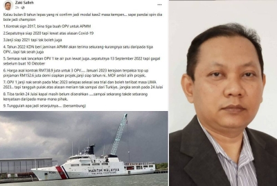 Tangkap layar kenyataan di Facebook milik Zaki Salleh pada Jumaat