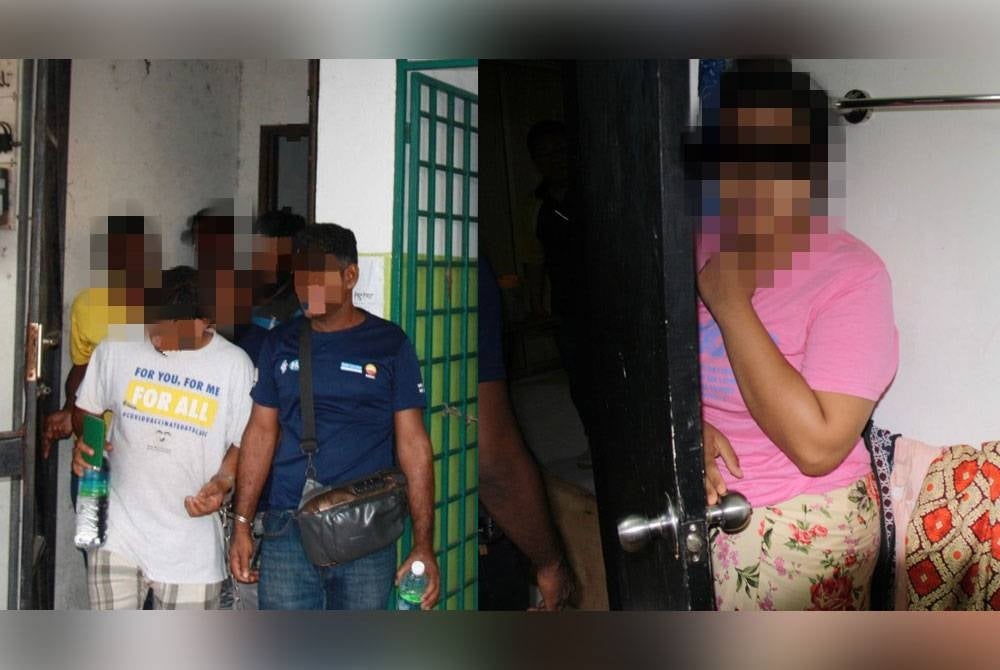 Sebahagian warga asing ditahan imigresen dalam pemeriksaan Op Sapu, Selera, Kutip dan Belanja sekitar daerah Manjung, Jumaat lalu. - Foto ihsan Imigresen Perak