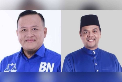 Rizam (kiri) dan Johan antara dua calon UMNO mewakili BN-PH yang menang dalam PRN Selangor pada Sabtu.