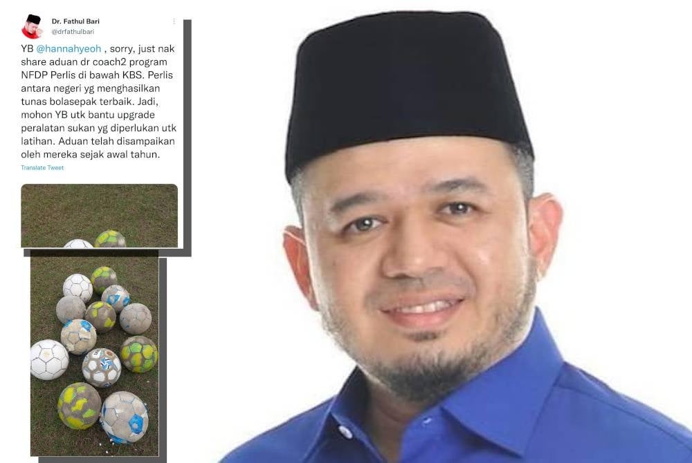 Twitter Fathul Bari pada Selasa menunjukkan beberapa biji bola dalam keadaan koyak.
