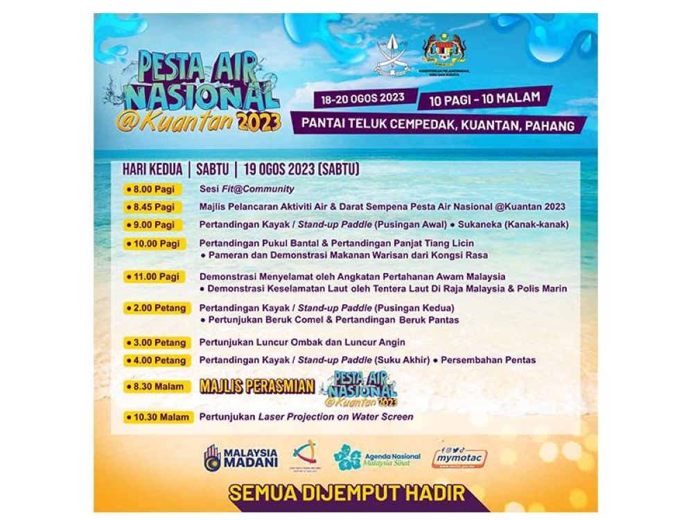 Aktiviti hari kedua Pesta Air Nasional@Kuantan 2023.
