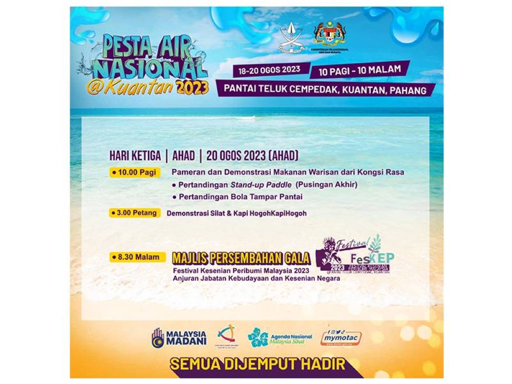 Aktiviti hari ketiga Pesta Air Nasional@Kuantan 2023.