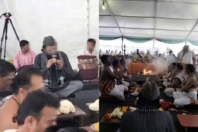 Seorang lelaki dipercayai membaca doa dalam majlis yang turut disertai penganut agama lain.