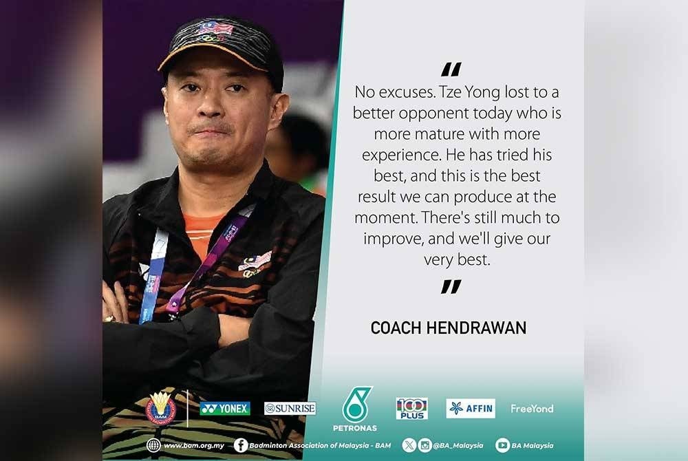 Komen Hendrawan mengenai prestasi Tze Yong pada Kejohanan Badminton Dunia di Denmark. - Foto: Facebook BAM