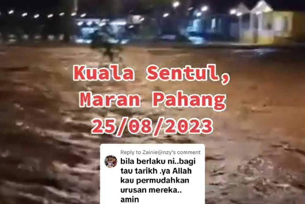 Video keadaan arus deras yang melimpah ekoran banjir kilat di kawasan Kuala Sentul yang dikongsi netizen melalui aplikasi Tiktok dan Facebook.