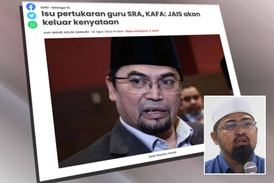 Laporan Sinar Harian pada Jumaat. Gambar kecil: Mohamed Sukri