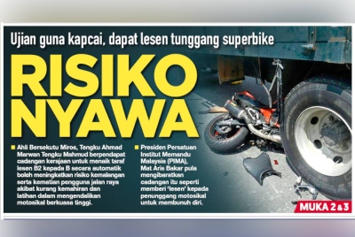 Laporan muka depan Sinar Harian pada Selasa.