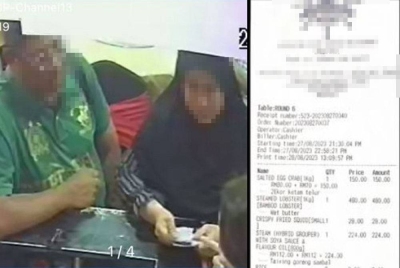 Sebuah restoran makanan laut di sini mendakwa pelanggan terdiri daripada sebuah keluarga bertindak meninggalkan premis selepas enggan membayar bil penuh.