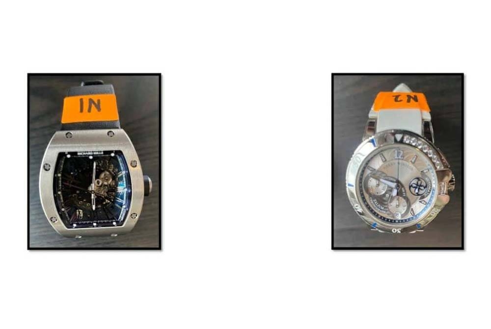 Jam tangan jenama Richard Mille (kiri) dan Harry Winston.