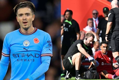 Grealish. Foto Agensi. Alexander-Arnold mengalami kecederaan ketika aksi Liverpool menentang Aston Villa di Anfield pada Ahad. Foto AFP.