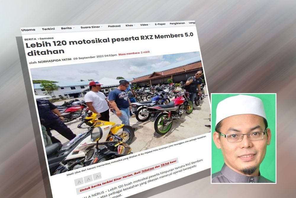 Laporan Sinar Harian pada Sabtu. Gambar kecil: Hishammuddin