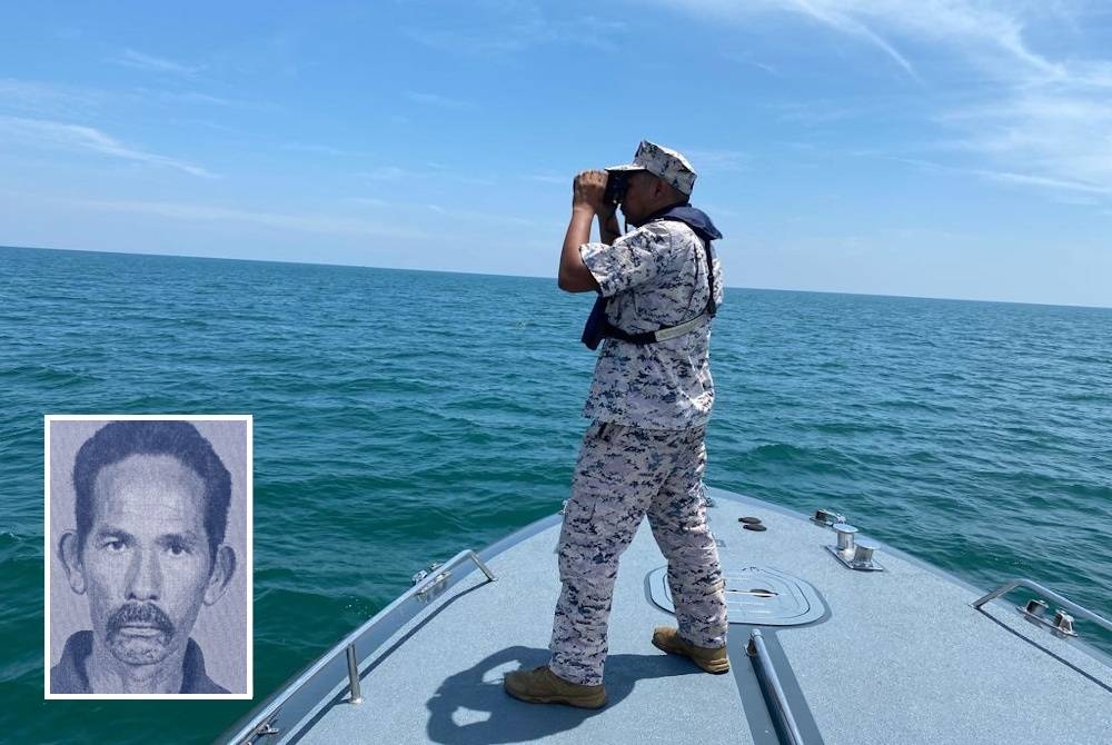 Anggota Maritim Malaysia meneruskan pencarian mangsa yang hilang dengan memperluaskan sektor pencarian kepada 43 batu nautika persegi pada Ahad. (Gambar kecil: Mohamed Romlan)