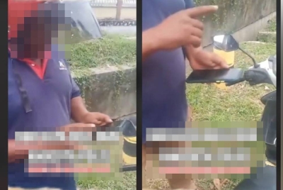 Tular di media sosial memaparkan seorang penunggang warga asing ditahan anggota polis trafik.