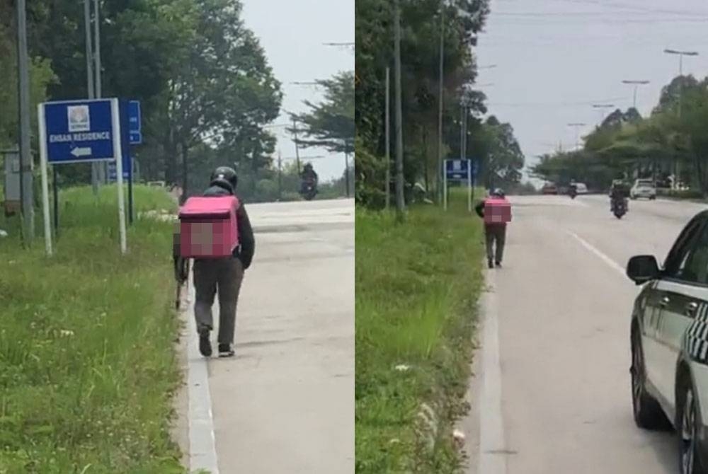 Video tular memaparkan seorang penghantar makanan berjalan kaki selepas dipercayai motosikalnya disita JPJ.