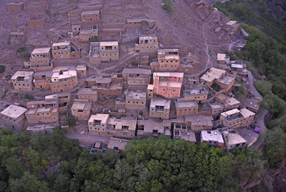 Pandangan dari udara menunjukkan kesan gempa bumi kuat 6.8 magnitud di wilayah Al-Haouz. - Foto AFP