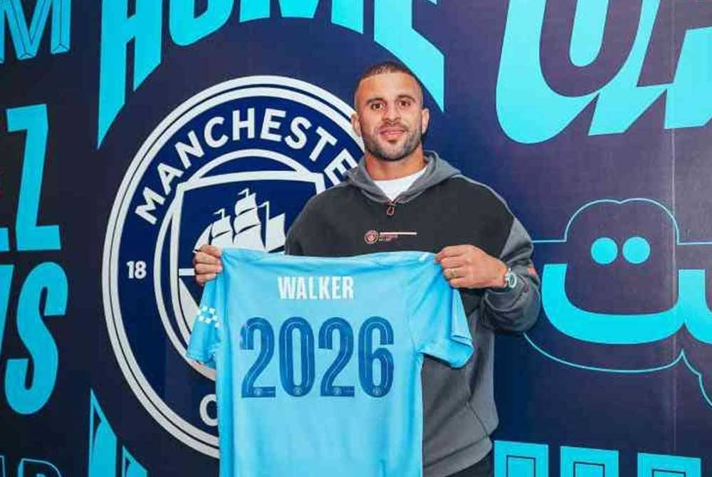 Walker membaharui kontrak bersama City sehingga 2026. Foto Agensi