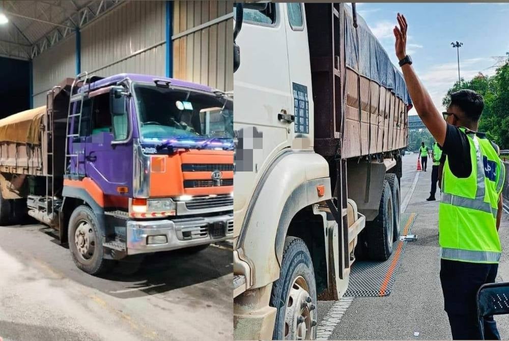Antara lori yang diperiksa semasa Op Khas Lebih Muatan di sekitar Selangor pada Khamis. - Foto JPJ Selangor