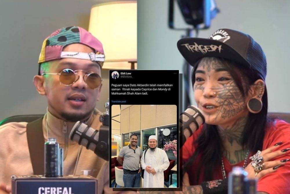 Caprice (kiri) dan Mondy. Gambar kecil keratan tangkap layar hantaran Ebit Lew di aplikasi X pada Jumaat.