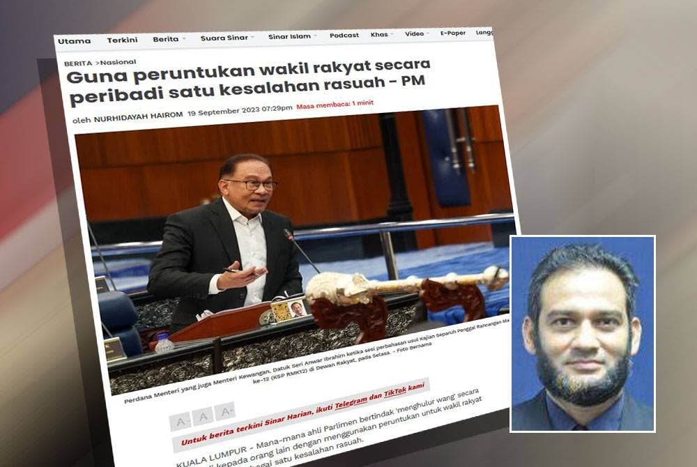 Laporan Sinar Harian pada Selasa. Gambar kecil: Zainal Alimuddin