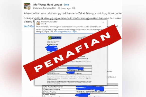 Terdahulu, LZS mendapat maklumat mengenai sebuah laman di Facebook yang membuat tawaran untuk membaiki kenderaan motor dengan pembiayaan daripada dana zakat.