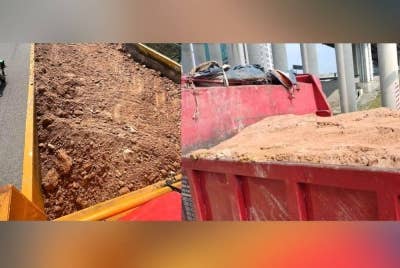 Sebuah lori tanah antara yang ditahan JPJ Kuala Lumpur semasa operasi di ibu negara pada Selasa, selepas membawa muatan yang tidak ditutup. - Foto JPJ Kuala Lumpur