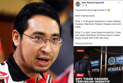 Hantaran Wan Fayhsal di Facebooknya pada Rabu.