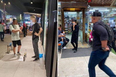 Antara warga asing dikesan melakukan kegiatan mengemis di sekitar Bukit Bintang, Kuala Lumpur ketika operasi dijalankan Jabatan Imigresen Malaysia pada Ahad. Gambar kanan: Terdapat warga asing yang didapati cuba melarikan diri sebaik sahaja menyedari kehadiran anggota Jabatan Imigresen Malaysia ketika operasi di sekitar Bukit Bintang, Kuala Lumpur pada Ahad.